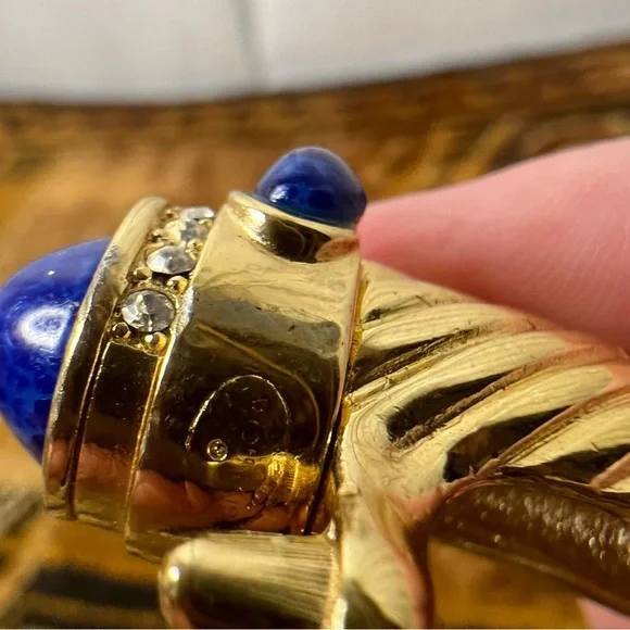 Vintage Givenchy 18k Gold Plated Torque Necklace w/ Glass Stones & Rhinestones - Picture 6 of 16